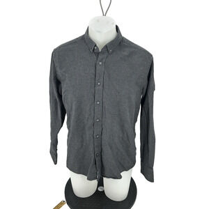 Untuckit Large Men Button Up Long Sleeve Flannel Shirt Grey Y17v